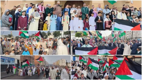 “عيدنا فلسطيني”.. مغاربة يحتفون في عيد الفطر بالكوفيات والأعلام