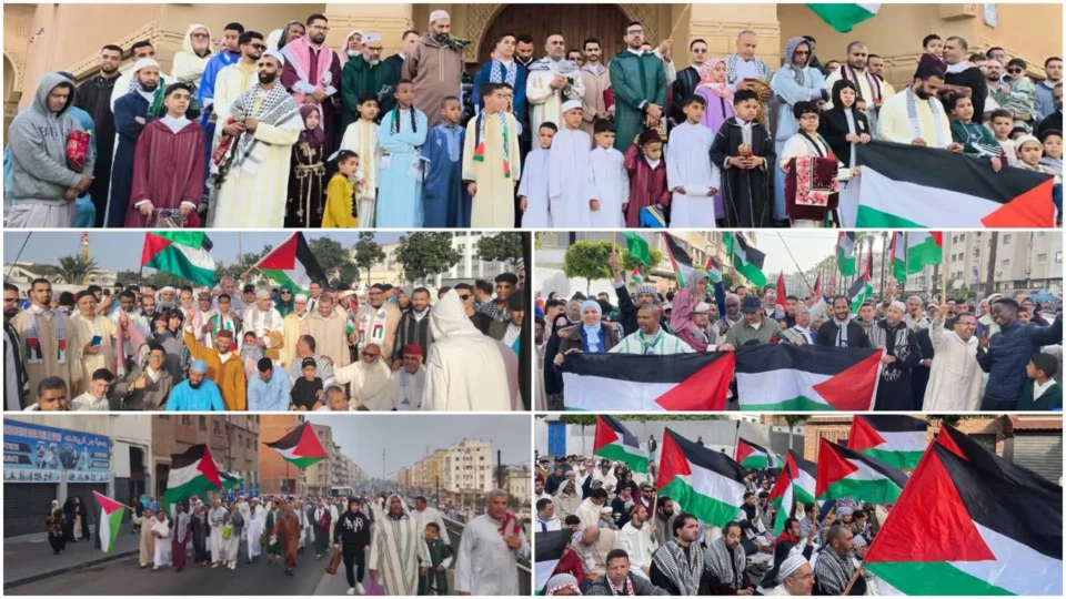 “عيدنا فلسطيني”.. مغاربة يحتفون في عيد الفطر بالكوفيات والأعلام