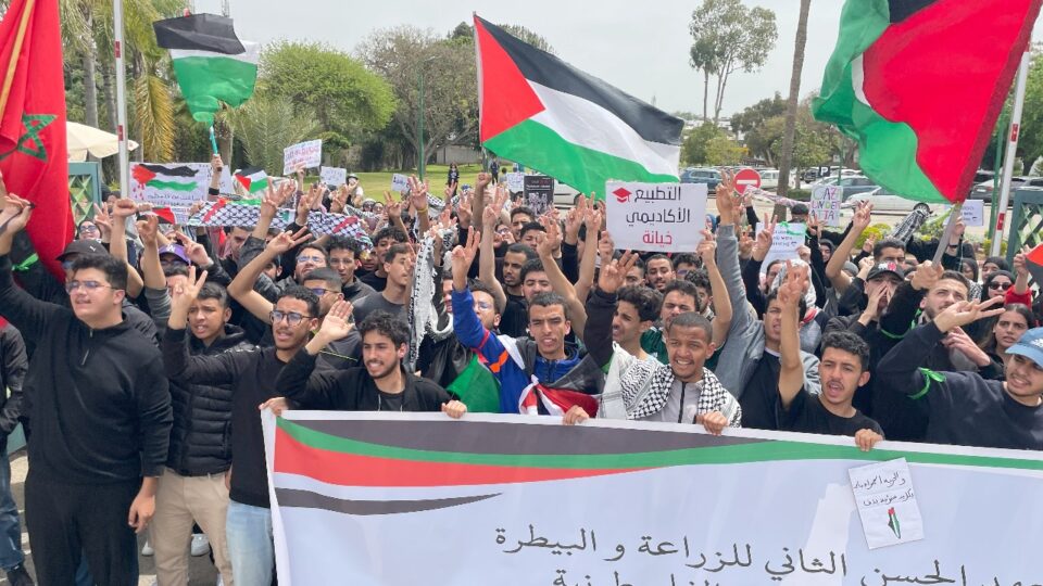 احتجاجات طلابية بمعهد الزراعة والبيطرة للمطالبة بإسقاط التطبيع
